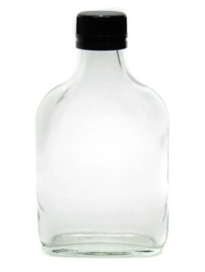 Petaca vidrio 200cc tapa plástica negra 6 unidades